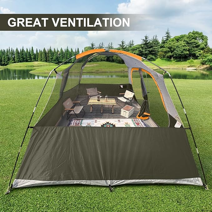 CAMPROS CP Tent 8 Person Camping Tents, Waterproof Windproof Family Tent with Top Rainfly, Large