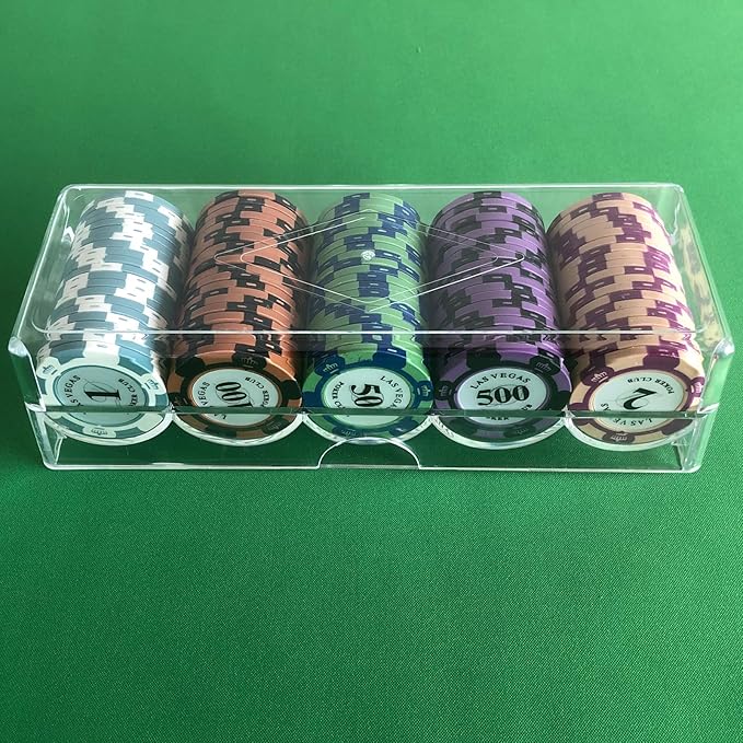 Poker Chip Holder Tray Racks - 1Pack Clear Acrylic Chips Rack Case with Cover Poker Table