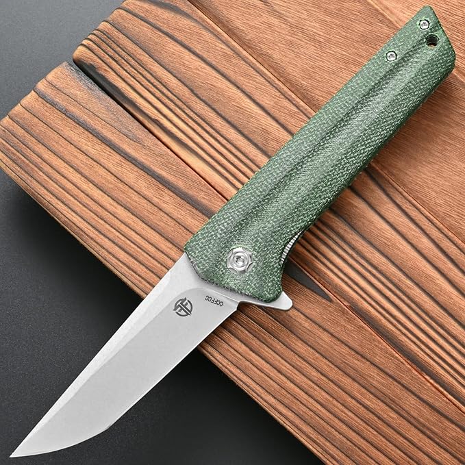 FF4 Folding Knife, AUS-10 Steel Blade Micarta Handle Knife for Outdoor Camping Hunting Fishing