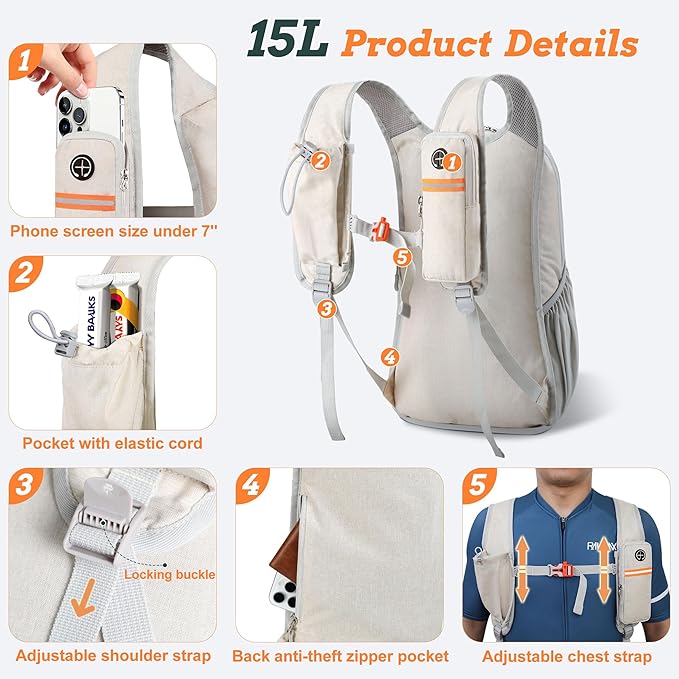 15L Small Hiking Backpack for Men Women Foldable Packable Back Pack Ultralight Hiking Daypack for