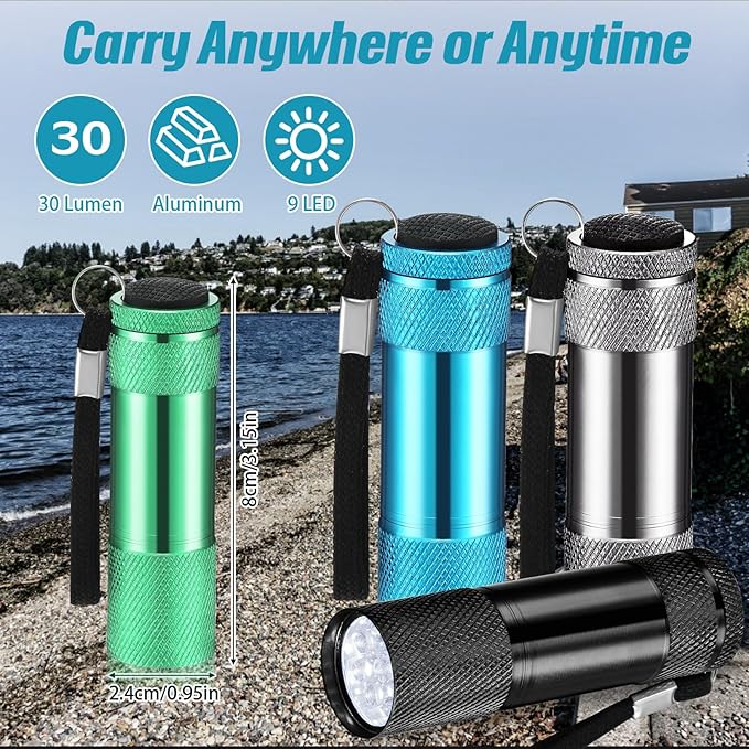 VIHOSE 48 Pcs Mini Flashlights Bulk, Bright Aluminum Handheld Flash Light with Lanyard, Small LED