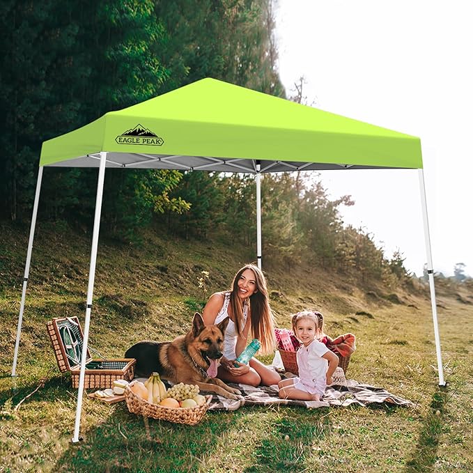 EAGLE PEAK 10x10 Slant Leg Pop-up Canopy Tent Easy One Person Setup Instant Outdoor Beach Canopy