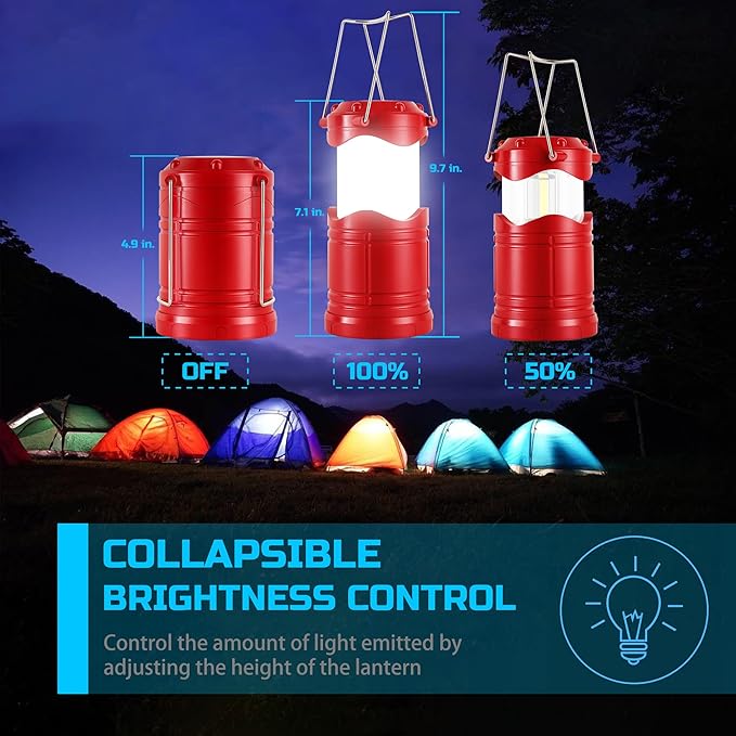 Lichamp LED Camping Lantern, 4 Pack Battery Powered Flashlight for Power Outages, Portable