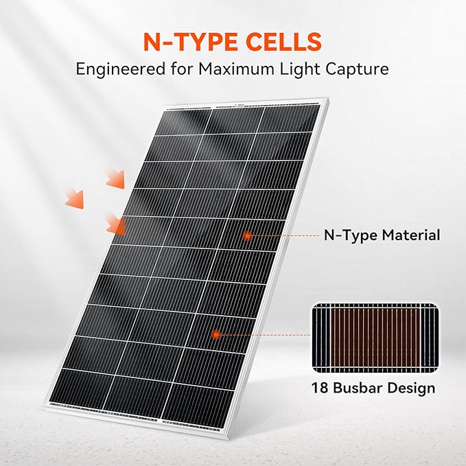 RICH SOLAR 300 Watt 12 Volt 18BB Cell Monocrystalline Solar Panel 2 Pack of 150W N-Type Cells High