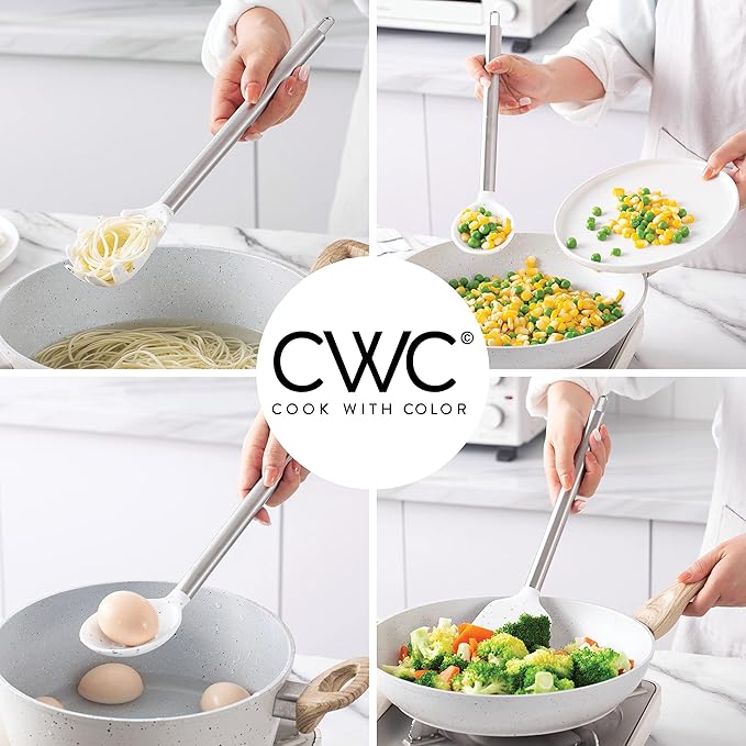 COOK WITH COLOR Silicone Cooking Utensils, Kitchen Utensil Set, Easy to Clean Silicone Kitchen
