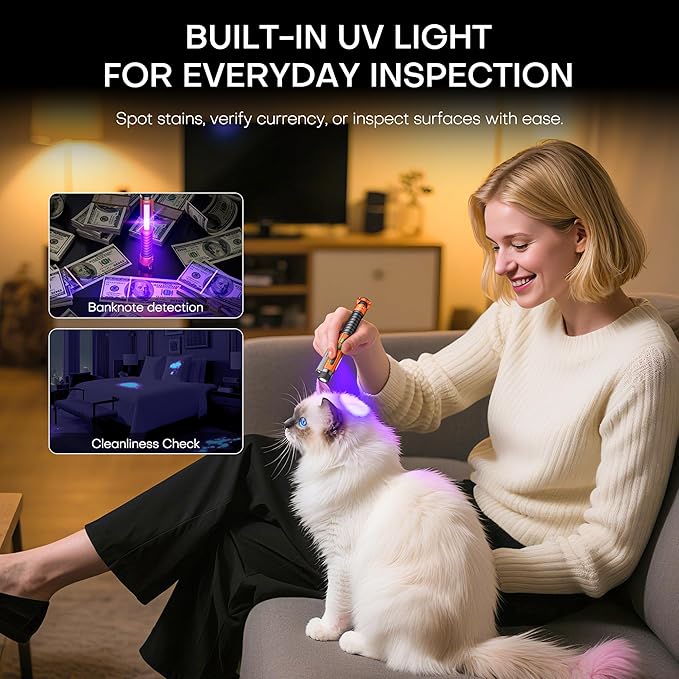 EDC Flashlight Rechargeable,800 Lumen Small Flashlight with Magnetic Clip & Base, 11 Modes LED