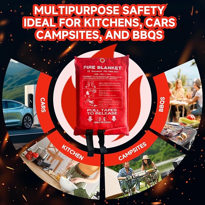 20 Packs Fire Blanket ??39.37x39.37 Inches, 1100??Heat Resistant, Emergency Fire Suppression