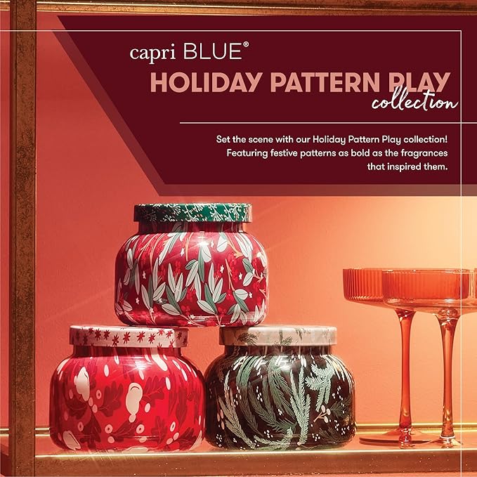 Capri Blue Pattern Play Signature Holiday Candle - Luxury Holiday Scented Candle for Home- Long