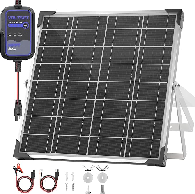 Solar Panel Kit 20W 12V with MPPT Controller, Solar Battery Trickle Charger Maintainer, Waterproof