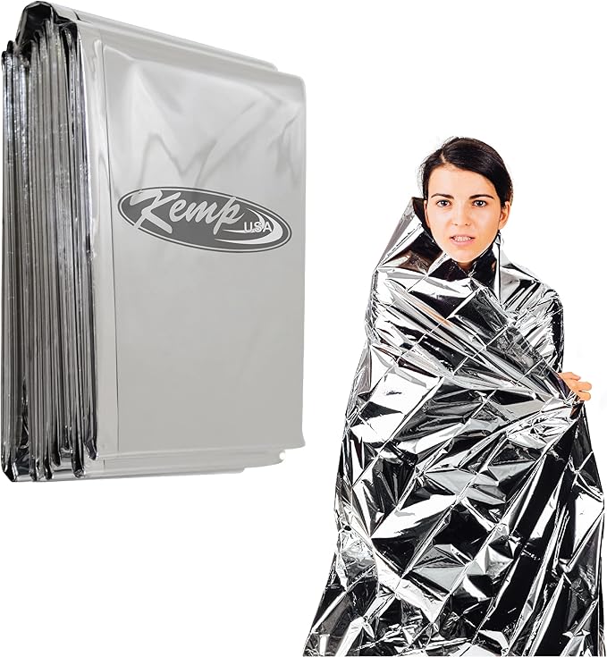 Kemp USA Emergency Mylar Blanket - Pack of 25, Lightweight Multipurpose First Aid Blanket, Used by