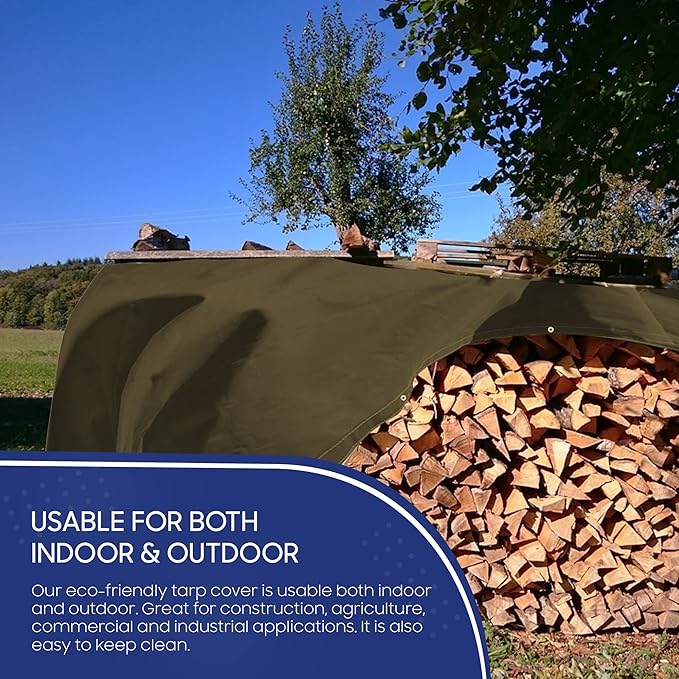 Tarps Now 12x24 ft Heavy Duty Canvas Tarp| 18 MIL Industrial Grade Fabric, Tear Resistance