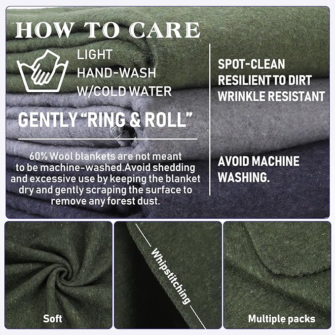 Preboun 6 Pcs First Aid Fire Retardant Blanket Military Blanket 60" x 80" Survival Blanket for