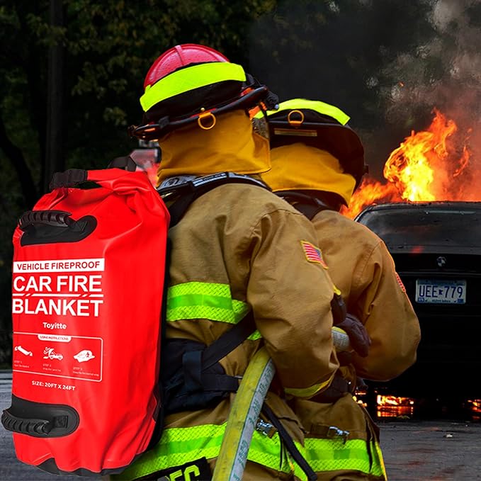Car Fire Blanket, Large Emergency Fire Extinguisher Blanket for Electric/Fuel Vehicle Accidents