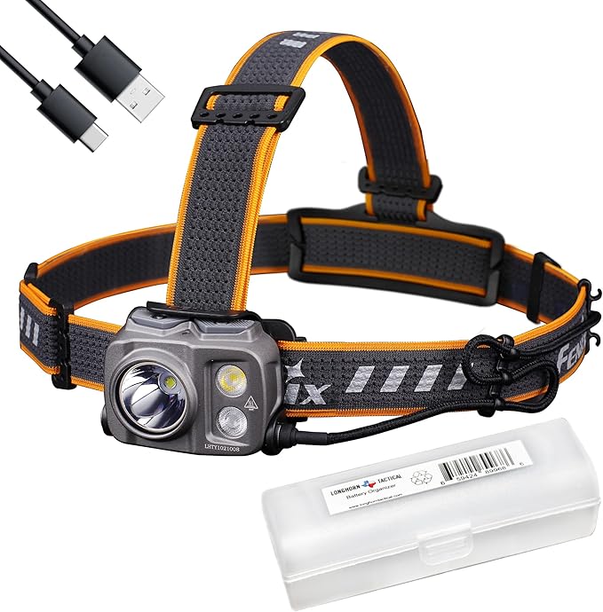 Fenix HP25R v2.0 Headlamp, 1600 Lumen Spotlight, 400 lumens Floodlight and Red Light, USB-C