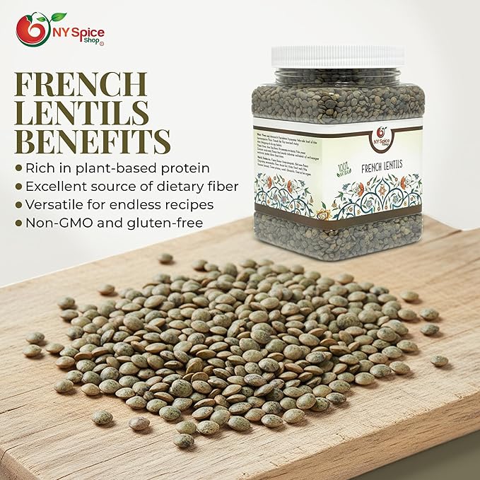 NY SPICE SHOP French Lentils ??1.5 Pounds French Green Lentils ??Dry Lentil Beans - Protein & Fiber