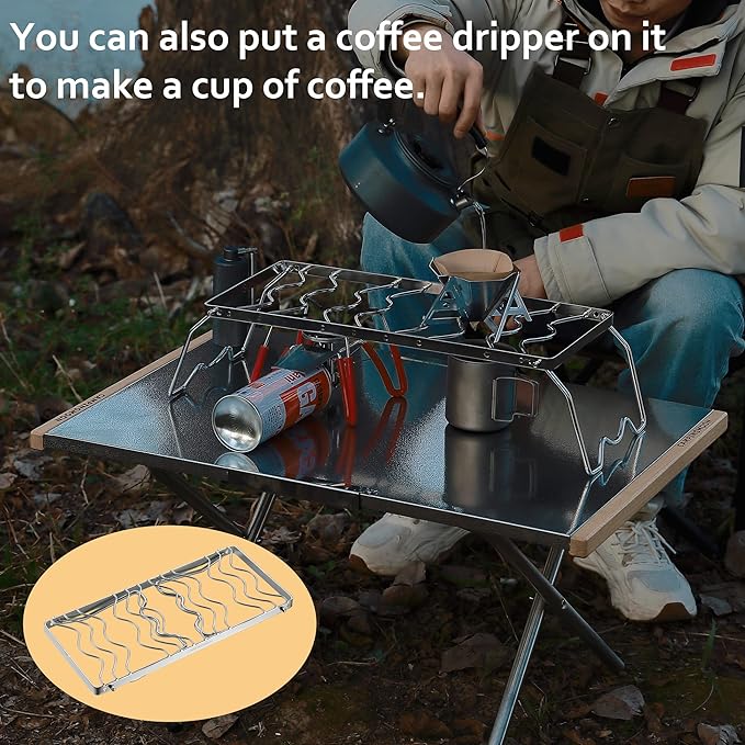 CAMPINGMOON Portable Folding Camping Campfire Grill over Fire Split Stoves 304 Stainless Steel