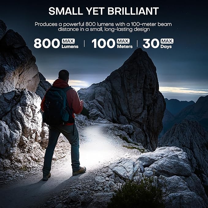 EDC Flashlight Rechargeable,800 Lumen Small Flashlight with Magnetic Clip & Base, 11 Modes LED