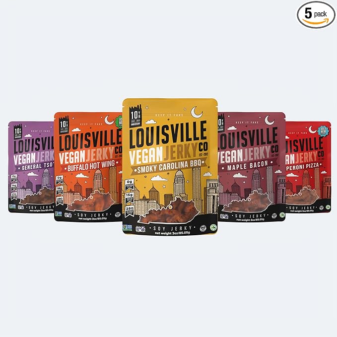 Louisville Vegan Jerky Co. Limited Variety Bundle Vegan Jerky 3 oz. 5 pack (Smoky Carolina BBQ