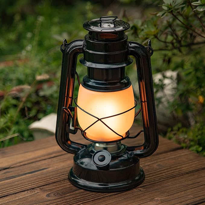 YAKii LED Vintage Flame Lantern Metal Outdoor Hanging Lantern with Dancing Flame Battery Operated