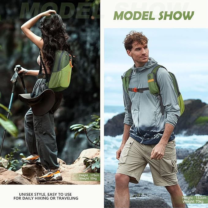15L Small Hiking Backpack for Men Women Foldable Packable Back Pack Ultralight Hiking Daypack for
