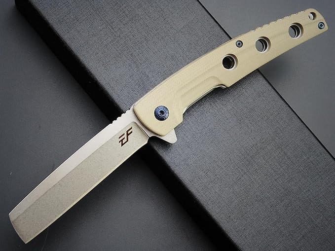 Eafengrow EF941 EDC Pocket Folding Knife D2 Steel Blade G10 Handle Pocket Clip with safety liner