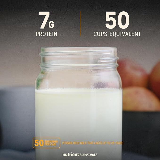 Nutrient Survival Vitamin Powdered Milk, Freeze Dried Prepper Supplies & Emergency Food Supply, 21
