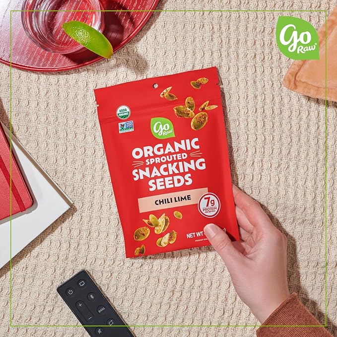 Go Raw Organic Sprouted Chili Lime Sprouted Snacking Seeds, 4 oz, 6 Pack, Pumpkin & Sunflower