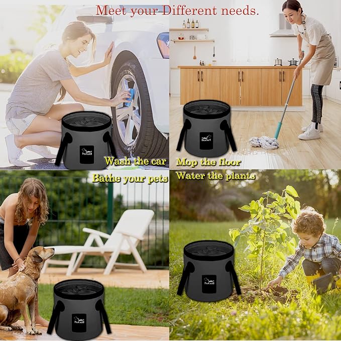 Esthesia Collapsible Bucket, 5 Gallon Portable Folding Water Container for Travelling, Camping