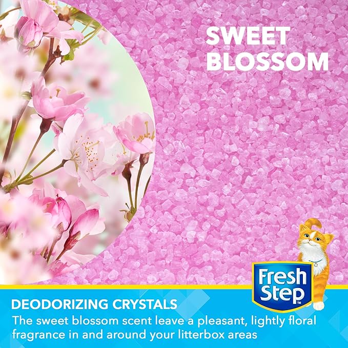 Fresh Step Cat Litter Crystals in Sweet Blossom Scent - Cat Litter Box Deodorizer - Combats Odors