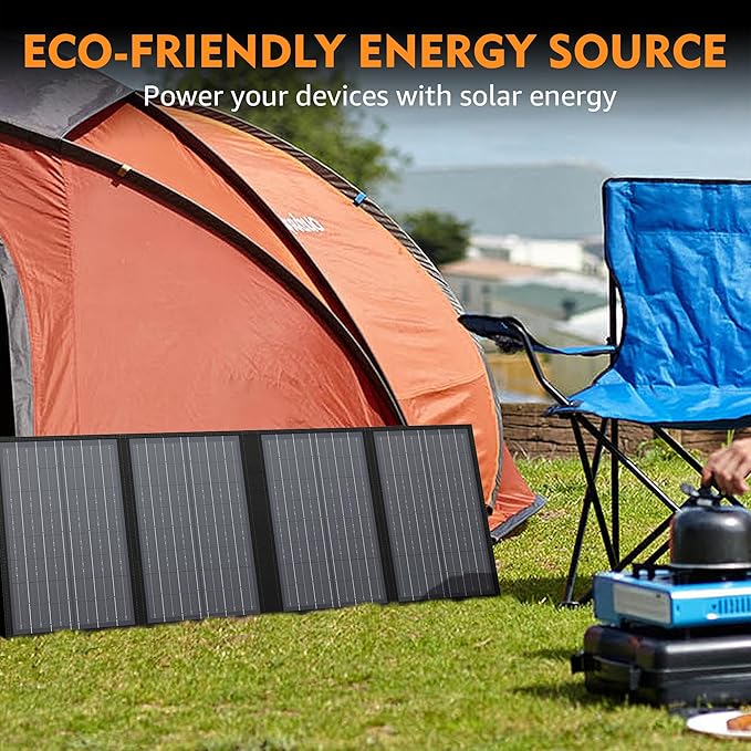 Foldable Solar Panel Charger 60W with 18V DC Output (11 Connectors) for 100W~350W Portable Power