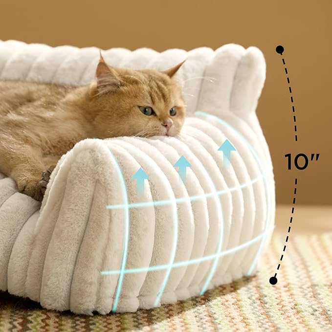 Bedsure Cute Cat Couch for Pets - Fluffy Cat beds with Premium Soft Corduroy Fleece, Fuzzy Cats