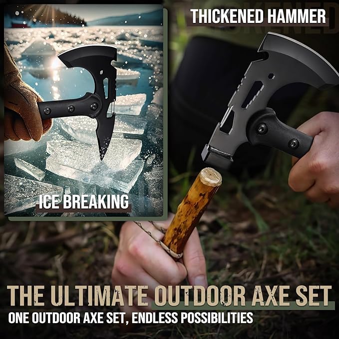 Freelander Tactical Axe 2 Pack, Sharp Tomahawk with Sheath, Portable Tomahawk with Clip and Bottle