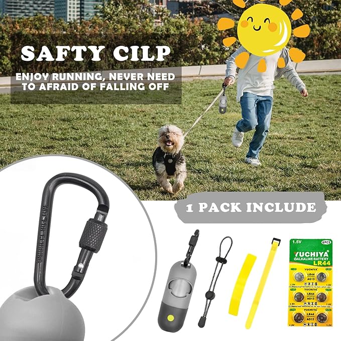 Dog Poop Bags Holder with LED Flashlight|Pet Waste Bags Dispenser for Leash|Doggie Potty Bags