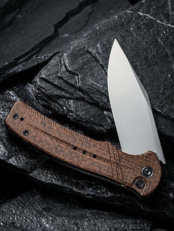 CIVIVI Folding Pocket Knife,Cogent Knife 14C28N Blade Brown Micarta Handle for EDC C20038D-6