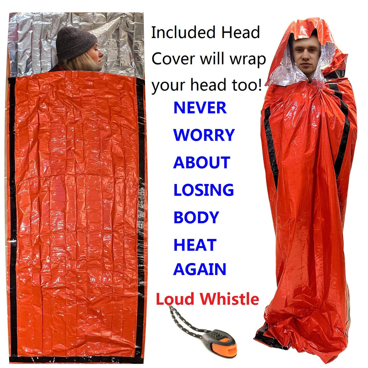Emergency Sleeping Bag Survival Bag 2 Pack | Survival Bivy Sack | Portable Blanket Survival Gear