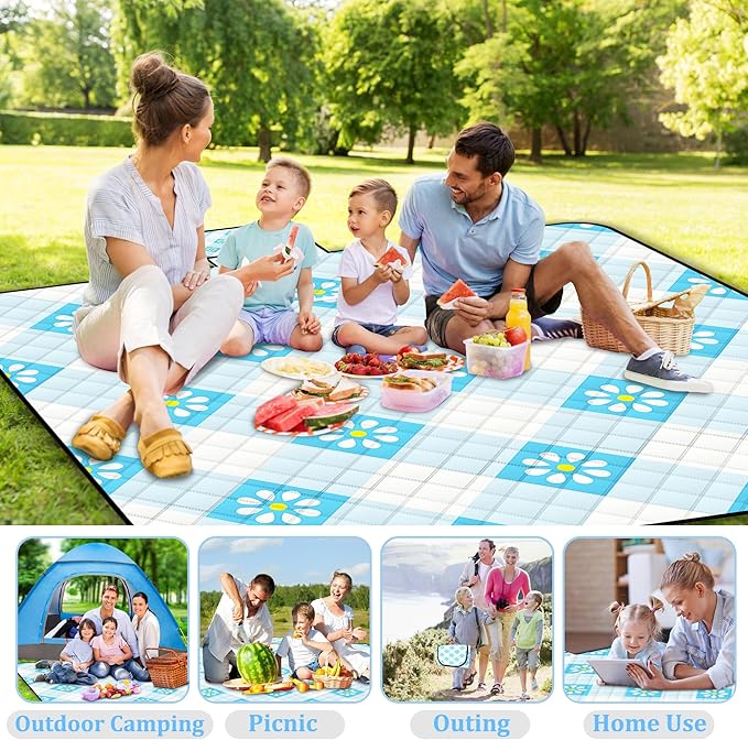 Extra Large Picnic Blanket Waterproof,80"x 80"Foldable Machine Washable Beach Blankets,Outdoor