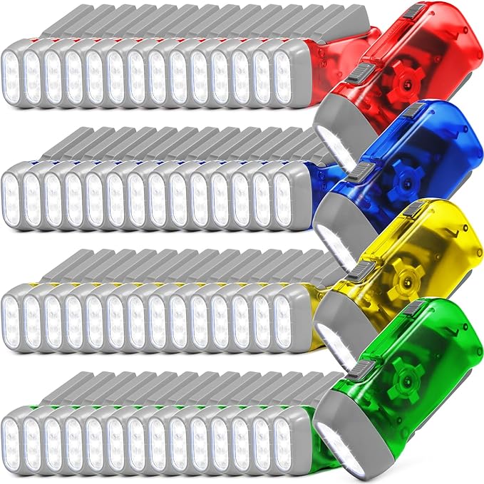 Treela 60 Pack Hand Crank Flashlight Operation Christmas Items Bulk Squeeze Flashlight No Battery