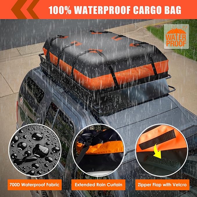 MeeFar Roof Rack Carrier Basket Universal Rooftop 65" X 39" X 6" Large Size Roof Rack + Waterproof