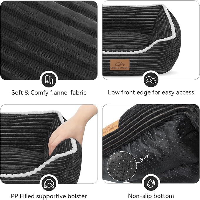 Cat Dog Bed for Pets, Rectangle Pet Bed Gift for Puppy and Kitten, Machine Washable Calming Fluffy