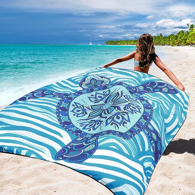 Beach Blanket Waterproof Sandproof Beach Mat 79" X 83"/10'x9'for 2-8 Adults Quick Drying Outdoor