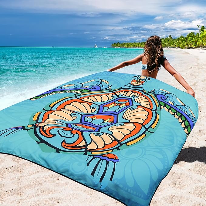 Beach Blanket Waterproof Sandproof Beach Mat 79" X 83"/10'x9'for 2-8 Adults Quick Drying Outdoor
