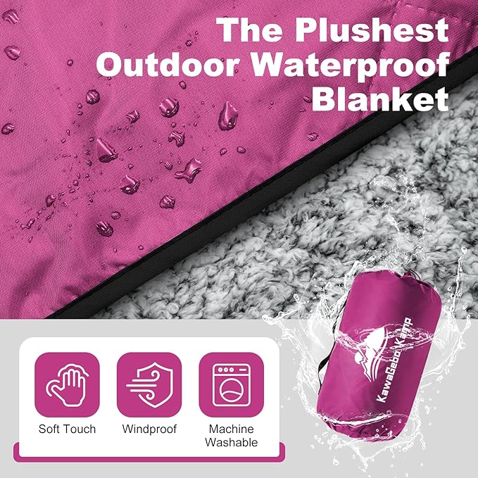 Sherpa Warm Outdoor Camping Blanket - Waterproof Stadium Blanket for Cold Weather, Camp, Sports Mom