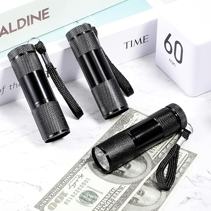 Roceei 10 Pieces UV Blacklight Flashlights, LED Light, Handheld, Mini Light Torch Detector
