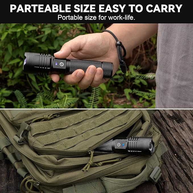Flashlight Rechargeable LED High Lumens - 99,000 Lumens Super Bright Flashlights with 5 Modes