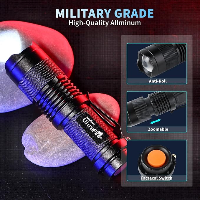 ULTRAFIRE 5 Pack SK68 Tactical and Small Flashlights,7w 3-Mode Pocket Torch Adjustable Focus Zoom