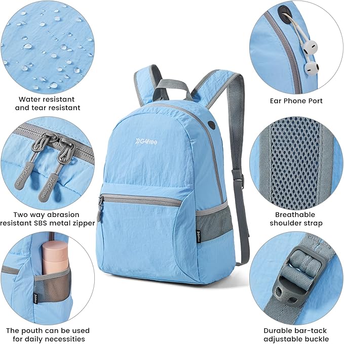 G4Free 20L Lightweight Packable Backpack Travel Hiking Daypack Foldable Backpack for Men