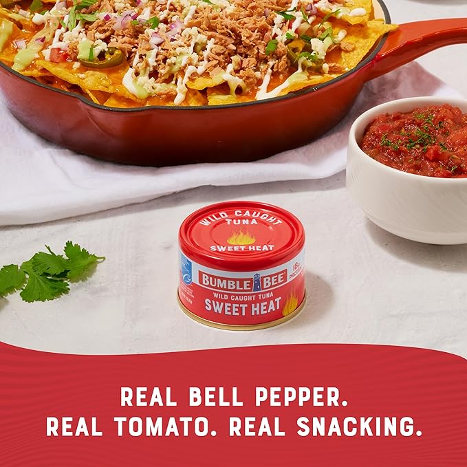 Bumble Bee Snackers - Sweet Heat Tuna, 3 oz Easy Open Can - 18g Protein per Serving - Wild Caught
