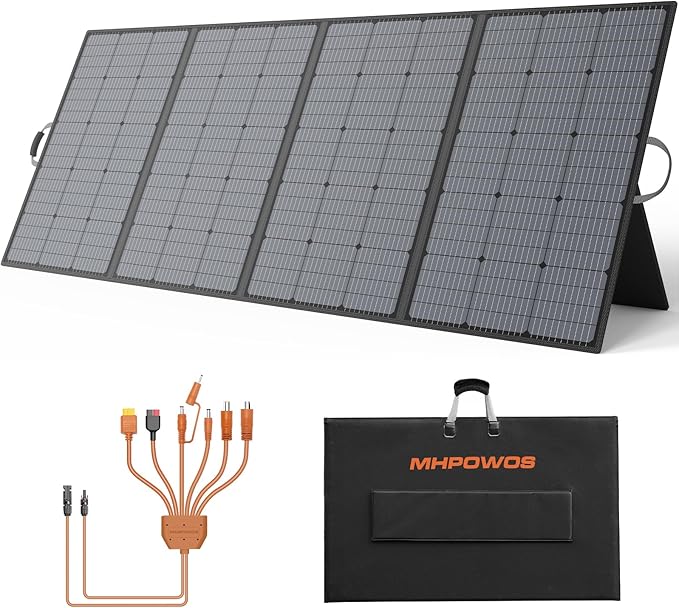 400W Portable Solar Panel, Lightweight Foldable Solar Panels Complete with an Adjustable Kickstand