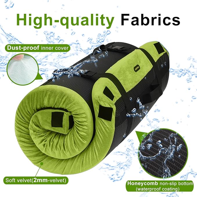 Memory Foam Camping Mattress pad, Comfortable Thick Floor Sleeping Mat for Adults with Waterproof