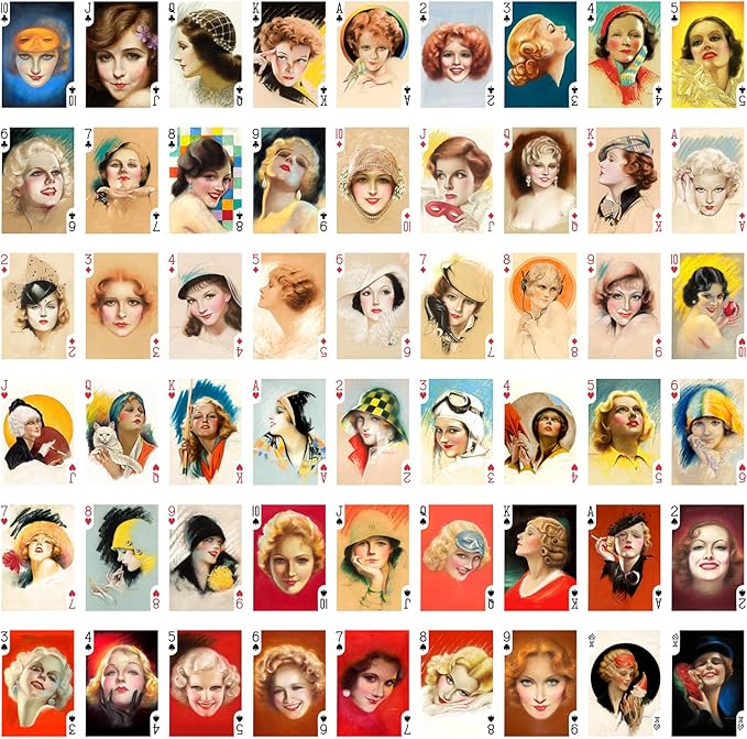 Lady of Belle Epoque Playing Cards (Poker Deck 54 Cards All Different) Vintage Retro Woman